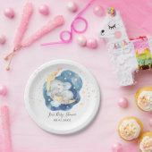 かわいい眠るベビー象ムーンスターボーイシャワー ペーパープレート (パーティー)