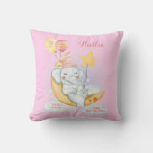 かわいい眠るベビー象誕生統計ピンク クッション (正面)