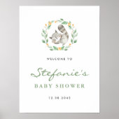 かわいい眠るラクーンリースベビーシャワーウェルカム ポスター (正面)