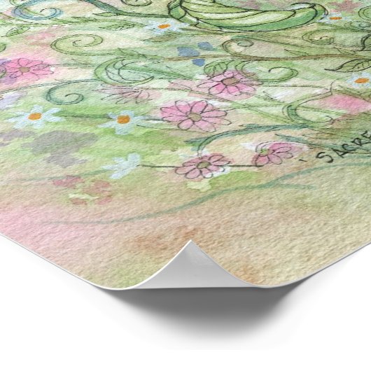 かわいい眠る妖精と蝶のファンタジーアート ポスター (角)