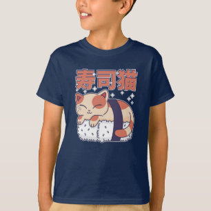 かわいい眠る寿司猫kittenアジアのフード恋人 tシャツ