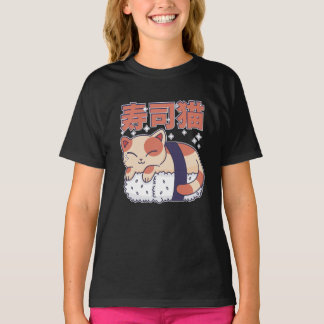 かわいい眠る寿司猫kittenアジアのフード恋人 tシャツ