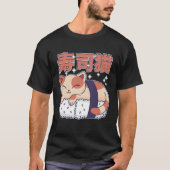 かわいい眠る寿司猫kittenアジアのフード恋人 tシャツ (正面)