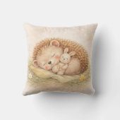 かわいい眠る森のハリネズミ ニュートラル 子供部屋 クッション (裏面)