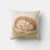 かわいい眠る森のハリネズミ ニュートラル 子供部屋 クッション (正面)
