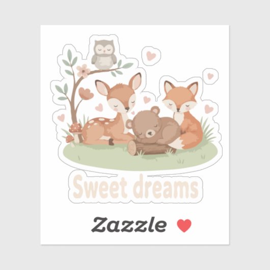 かわいい眠る森の動物たち 甘い夢のナーセリー シール (シート)