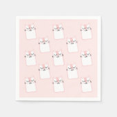 かわいい眠る猫の柄 スタンダードカクテルナプキン (正面)