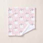 かわいい眠る猫の柄 バスタオルセット (ウォッシュタオル)