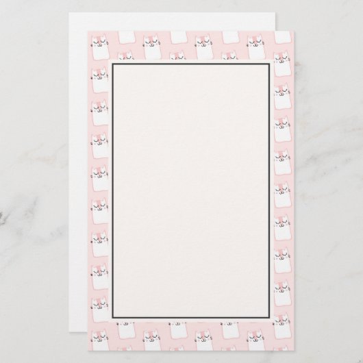 かわいい眠る猫の柄 便箋 (正面/裏面)