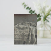 かわいい眠る猫 ヴィンテージ写真 ブランケット ポストカード (スタンド正面)