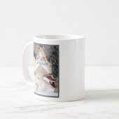 かわいい眠る白い猫ちゃんクリスマス コーヒーマグカップ (正面左)