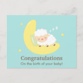 かわいい眠る羊 おめでとう 赤ちゃん 新生児 ポストカード (正面)