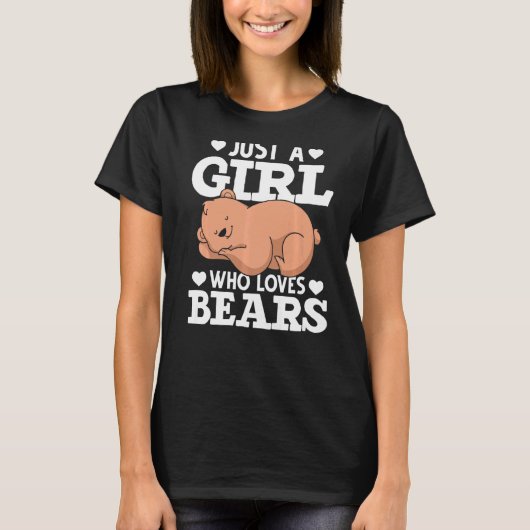 かわいい眠る茶色のクマの森の動物の女性の女の子 Tシャツ (正面)