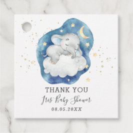 かわいい眠る象の星男の赤ちゃんありがとう フェイバータグ