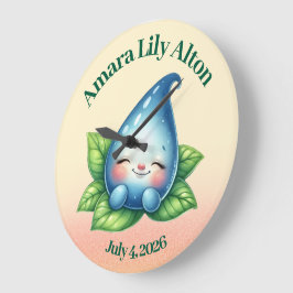 かわいい眠る赤ちゃんの露のしずく保育園の部屋 ラージ壁時計