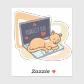 かわいい眠れるコンピューター猫 シール (シート)