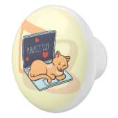 かわいい眠れるコンピューター猫 セラミックノブ (右)