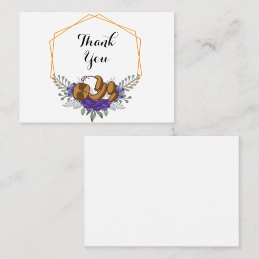 かわいい眠れるナマケモノありがとう ノートカード (正面/裏面)