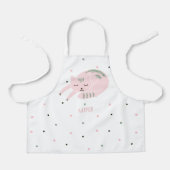 かわいい眠れるピンクパーソナライズされた猫 エプロン (正面)