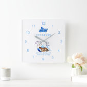 かわいい眠れるベア甘い夢の眠い頭の子 スクエア壁時計 (ホーム)