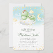 かわいい眠れるベビー恐竜の男の子のベビーシャワー   招待状 (正面)