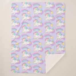 かわいい眠れるユニコーンカラフルと射撃、 発砲星 シェルパブランケット