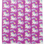 かわいい眠れるユニコーンカラフルと射撃、 発砲星 シャワーカーテン (正面)