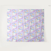 かわいい眠れるユニコーンカラフルと射撃、 発砲星 タペストリー (正面(横))