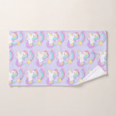 かわいい眠れるユニコーンカラフルと射撃、 発砲星 バスタオルセット (ハンドタオル)