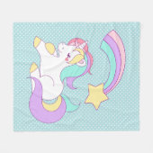 かわいい眠れるユニコーンカラフルと射撃、 発砲星 フリースブランケット (正面(横))
