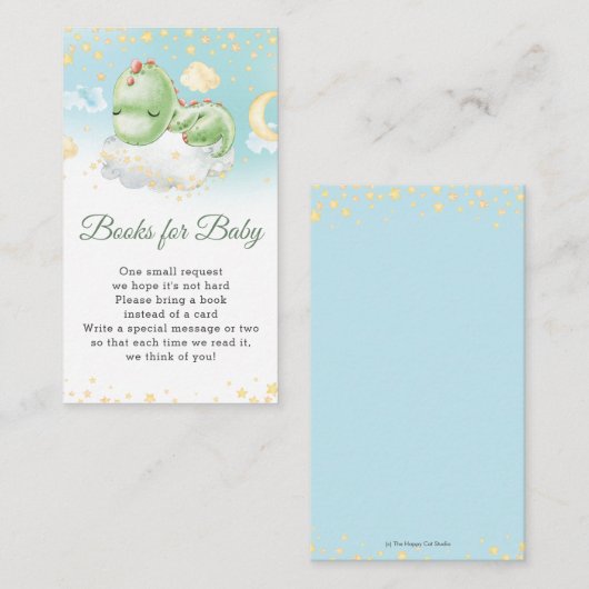 かわいい眠れる恐竜の赤ちゃんシャワーブックスベビー エンクロージャーカード (正面/裏面)