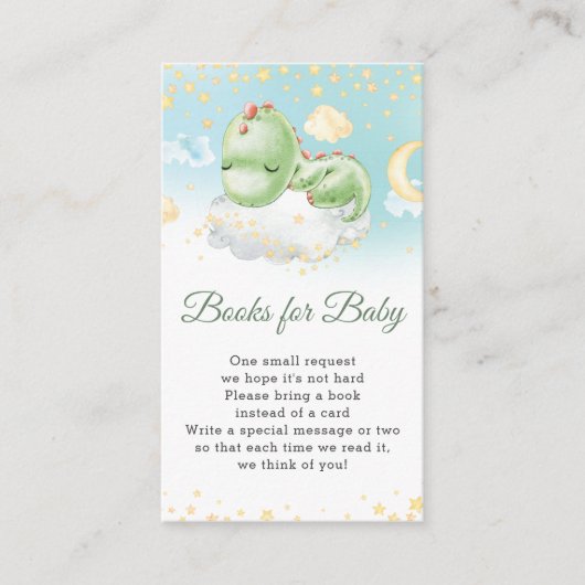 かわいい眠れる恐竜の赤ちゃんシャワーブックスベビー  エンクロージャーカード (正面)