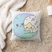 かわいい眠れる月と星のかわいい赤ちゃんの保育園のパイ クッション (ブランケット)