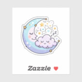かわいい眠れる月雲ステッカー 天体 シール (シート)