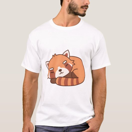 かわいい眠れる赤パンダ Tシャツ (正面)