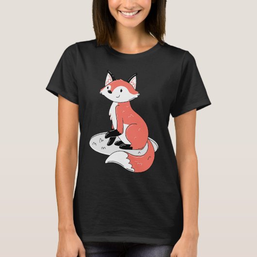 かわいい着席キツネ Tシャツ (正面)