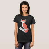 かわいい着席キツネ Tシャツ (正面フル)