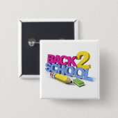 かわいい着色された新学期ボタン 缶バッジ (正面&裏面)