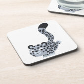 かわいい着陸マンガ雪ヒョウのコースターセット コースター (左側)