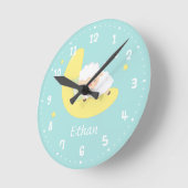 かわいい睡眠のベビーの子ヒツジは子供部屋部屋の装飾をからかいます ラウンド壁時計 (傾斜)