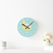 かわいい睡眠のベビーの子ヒツジは子供部屋部屋の装飾をからかいます ラウンド壁時計 (ホーム)