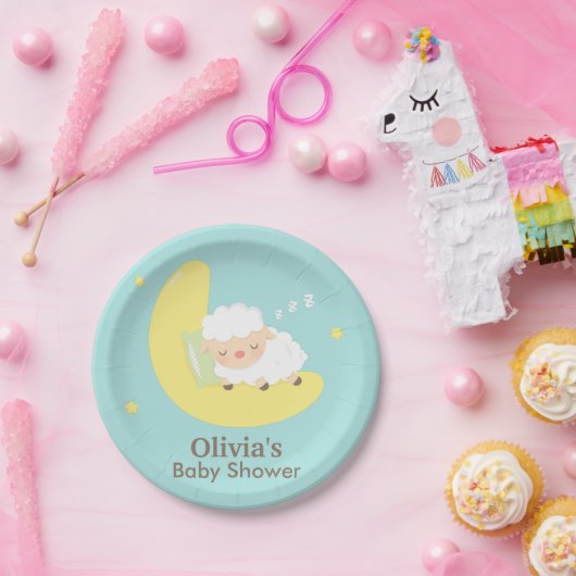かわいい睡眠の子ヒツジのベビーシャワーのパーティーの供給 ペーパープレート (パーティー)