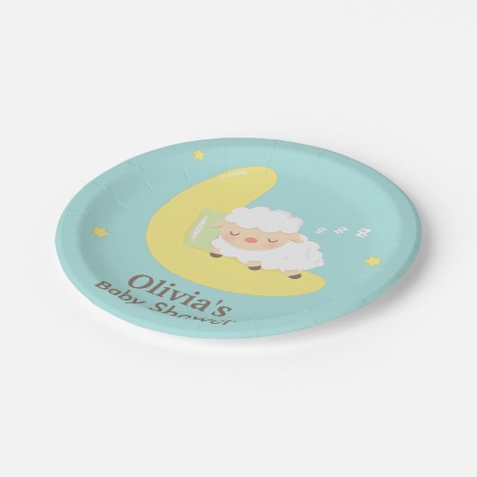 かわいい睡眠の子ヒツジのベビーシャワーのパーティーの供給 ペーパープレート (アングル)