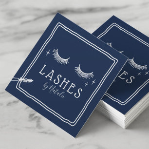かわいい睫毛メイクアップアーティストネイビーブルー美しいサロン スクエア名刺