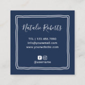 かわいい睫毛メイクアップアーティストネイビーブルー美しいサロン スクエア名刺 (裏面)