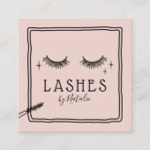 かわいい睫毛メイクアップアーティスト赤面ピンク美しいサロン スクエア名刺 (正面)