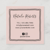 かわいい睫毛メイクアップアーティスト赤面ピンク美しいサロン スクエア名刺 (裏面)