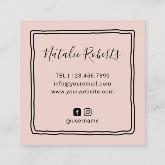 かわいい睫毛メイクアップアーティスト赤面ピンク美しいサロン スクエア名刺 (裏面)