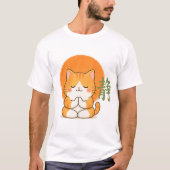 かわいい瞑想する猫 和みねこデザインTシャツ Tシャツ (正面)