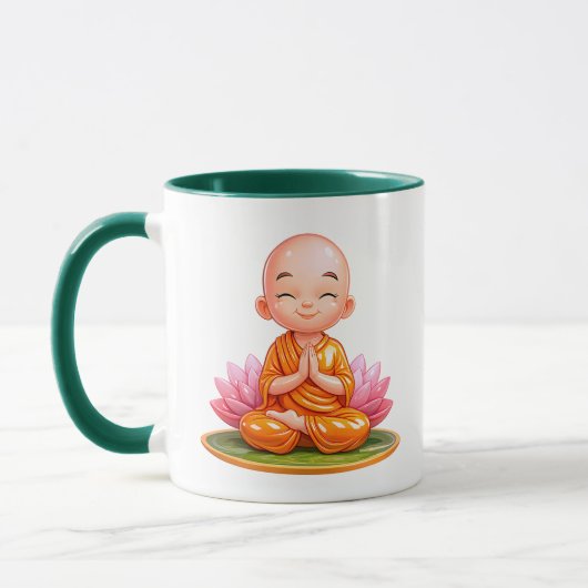 かわいい瞑想僧侶の子供 マグカップ (左)